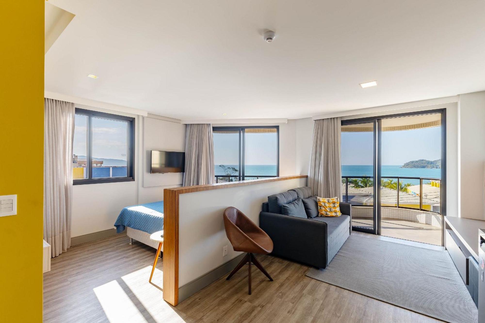 Confortavel Loft Com Vista Para O Mar - Condominio Com Piscina Bombinhas Esterno foto